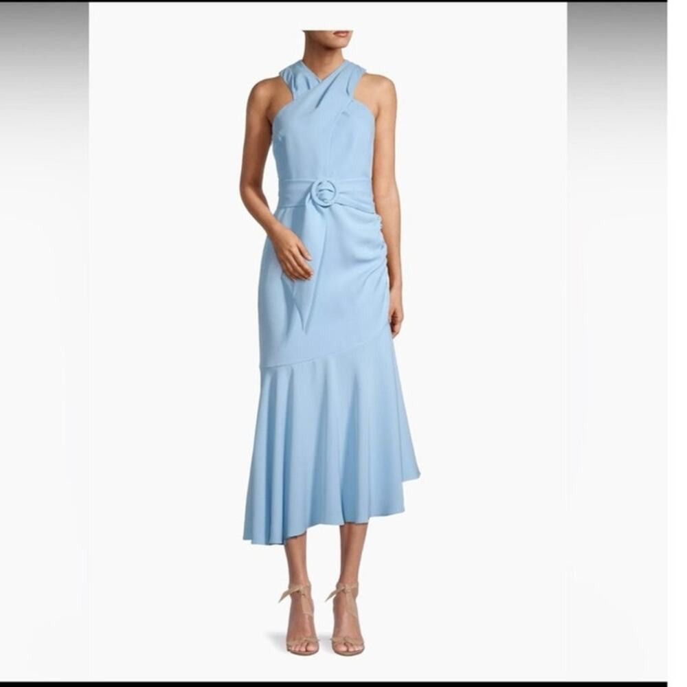Sachin & Babi light blue wedding "Naomi" belted dress with asymmetrical hem 6 - Picture 8 of 8